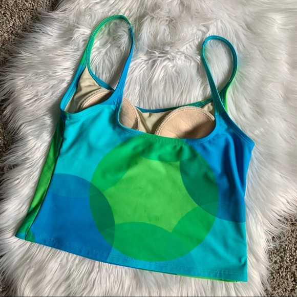 VTG Y2K Neón Green / Blue Swimsuit Crop Top - Picture 8 of 11
